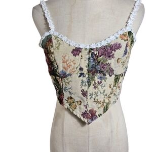 ROMWE Multicolor Tapestry Corset Renaissance Top